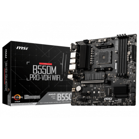 5703-PLACA MSI B550M PRO-VDH WIFI,AMD,AM4,B550,4DDR4,128GB,VGA+HDMI+DP,GBLAN+WIFI+BT4.2,4SATA3+2M.2,5USB3.2,MATX