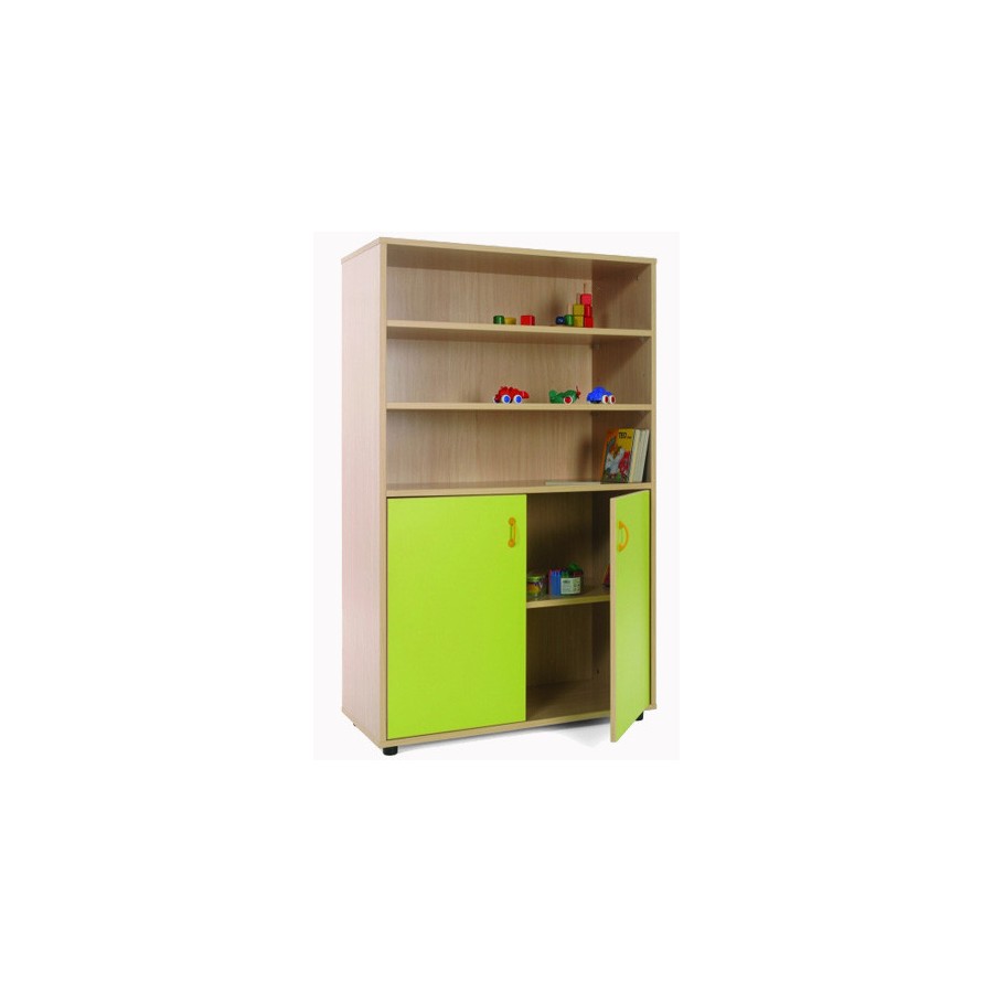 5884-MUEBLE MEDIO ARMARIO Y ESTANTERIA HAYA MOBEDUC 600303HPS18