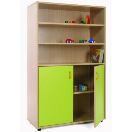 5884-MUEBLE MEDIO ARMARIO Y ESTANTERIA HAYA MOBEDUC 600303HPS18