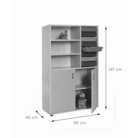 5915-MUEBLE MEDIO ARMARIO ESTANTERIA CUBETERO HAYA MOBEDUC 600318HPS18