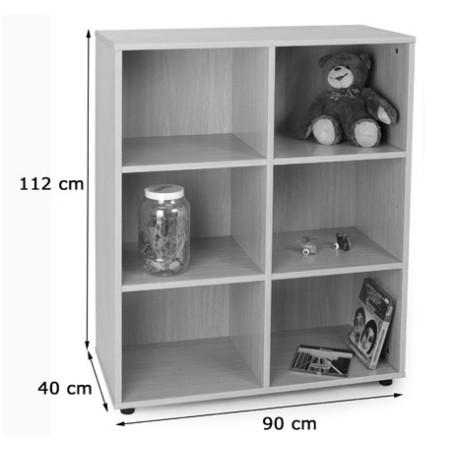 5929-MUEBLE INTERMEDIO 6 CASILLAS HAYA MOBEDUC 600805HP18