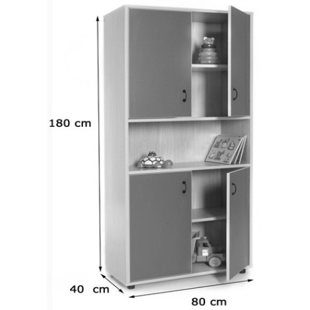 5949-MUEBLE ALTO ARMARIO 4 PUERTAS Y HUECO CENTRAL HAYA MOBEDUC 600407HPS18