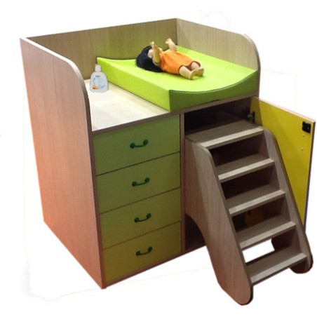 5978-MUEBLE CAMBIADOR CON ESCALERA GIRATORIA Y CAJONES HAYA MOBEDUC 600716HPS18