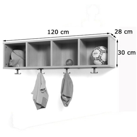 6025-MUEBLE PERCHERO 4 CASILLAS 120-30 HAYA MOBEDUC 600606H18