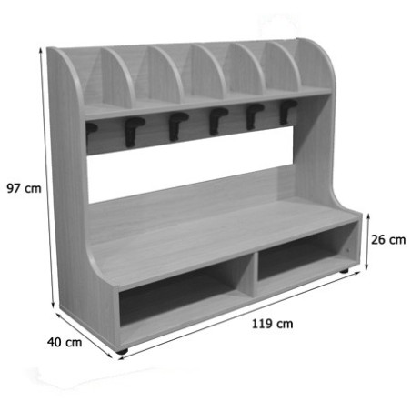 6079-BANCO ZAPATERO PERCHERO 6 CASILLAS HAYA MOBEDUC 600648HP18