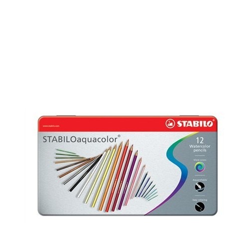 672-ESTUCHE DE METAL 12 LAPICES PUNTA 2,8MM. AQUACOLOR SURTIDOS STABILO 1612-5