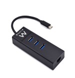 6725-Ewent EW1141 hub de interfaz USB 3.2 Gen 1 (3.1 Gen 1) Type-C 5000 Mbit/s Negro
