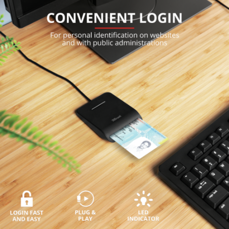 6781-Trust Primo lector de tarjeta inteligente Interior Negro CardBus+USB 2.0