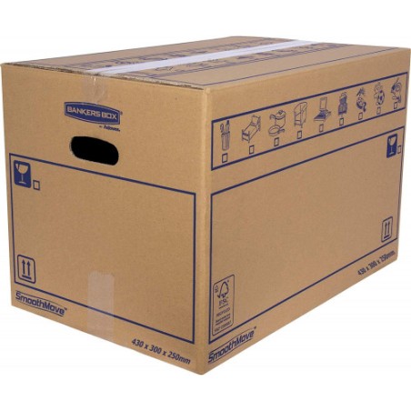 6825-CAJA DE MUDANZA MONTAJE MANUAL M 430X300X250. CARTON SIMPLE BANKERS BOX 6208301