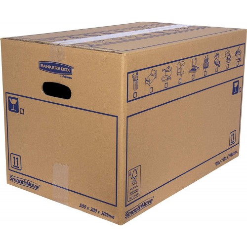 6828-CAJA DE MUDANZA MONTAJE MANUAL L 500X300X300. CARTON DOBLE BANKERS BOX 6208201