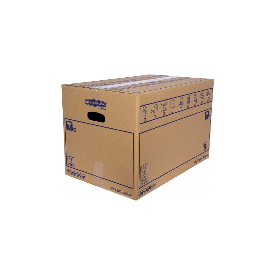 6828-CAJA DE MUDANZA MONTAJE MANUAL L 500X300X300. CARTON DOBLE BANKERS BOX 6208201