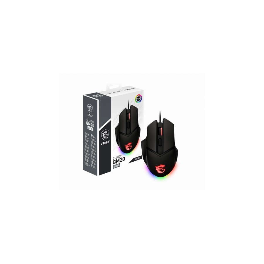6831-MSI Clutch GM20 Elite raton mano derecha USB tipo A Optico 6400 DPI