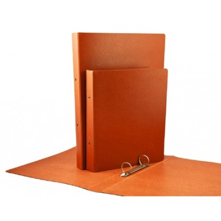 6913-CARPETA ANILLAS REDONDAS CARTON GOFRADO FOLIO NATURAL 4-A-25 MM. No 12 CUERO REDONDA  MARIOLA 5184N