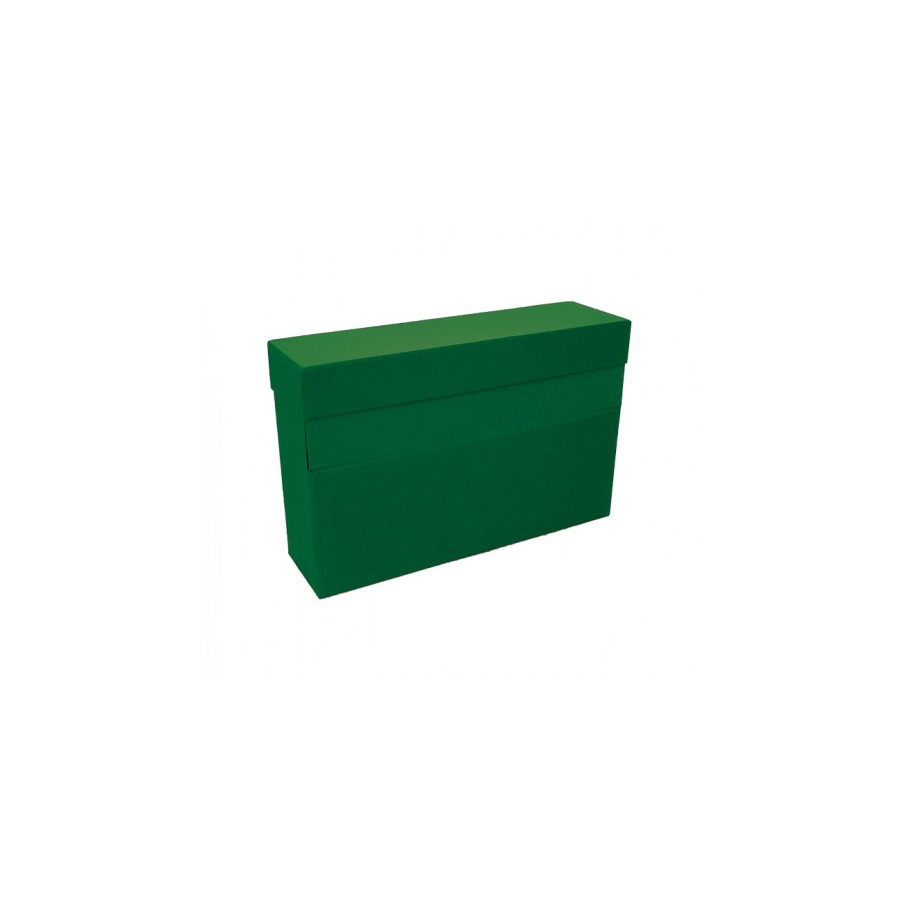 6918-CAJA TRANSFERENCIA A4 CARTON FORRADO EN GELTEX (35X25,5X 11 CM) VERDE MARIOLA 1675VE