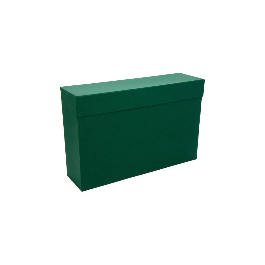 6921-CAJA TRANSFERENCIA FOLIO CARTON FORRADO EN GELTEX (39X25,5 X11 CM) VERDE MARIOLA 1685VE