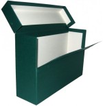 6922-CAJA TRANSFERENCIA FOLIO CARTON FORRADO EN GELTEX (39X25,5 X11 CM) VERDE MARIOLA 1685VE