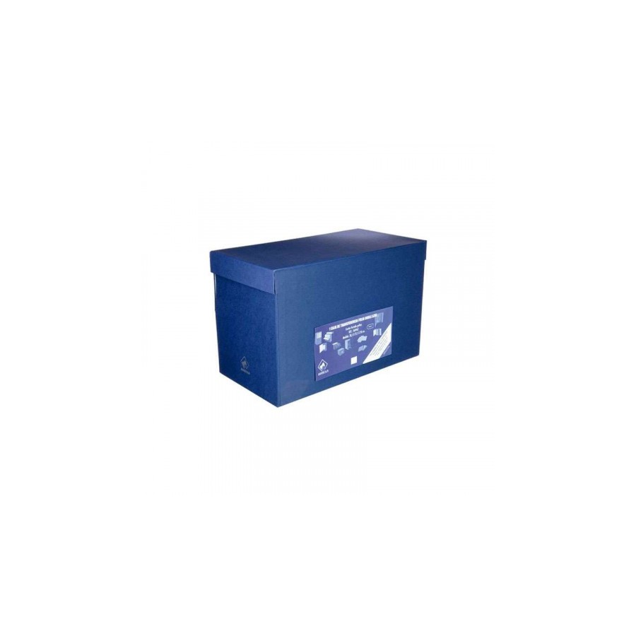 6923-CAJA TRANSFERENCIA FOLIO DOBLE LOMO CARTON FORRADO EN GELTEX (39X25,5X20 CM) AZUL MARIOLA 1689AZ