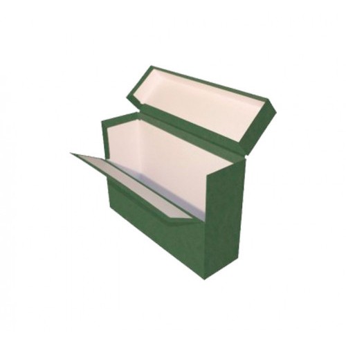 6925-CAJA TRANSFERENCIA FOLIO DOBLE LOMO CARTON FORRADO EN GELTEX (39X25,5X20 CM) VERDE MARIOLA 1689VE