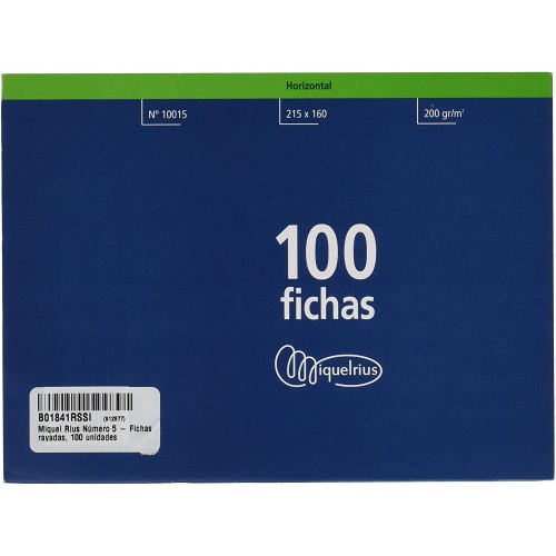 6941-100 FICHAS DE CARTULINA RAYADA (200X120 MM) No. 4 MARIOLA 3114R