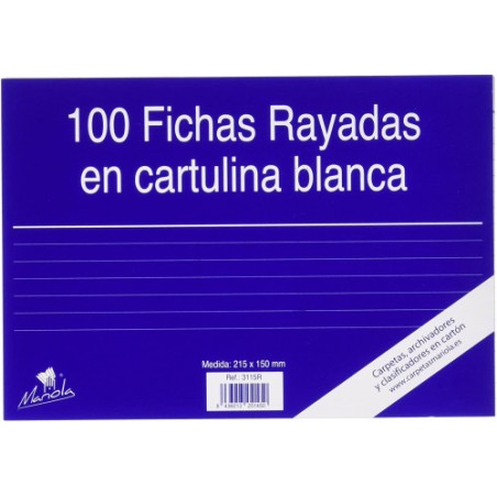 6942-100 FICHAS DE CARTULINA RAYADA (215X160 MM) No. 5 MARIOLA 3115R