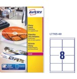 6978-CAJA DE 40 HOJAS (8 ETIQXHOJA) ETIQUETAS BLANCAS BRILLANTES 99,1X67,7MM AVERY L7765-40