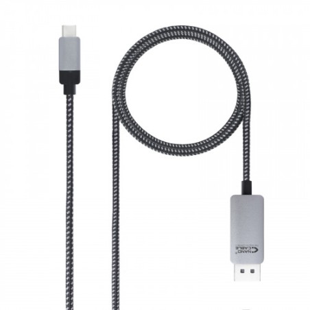 7099-Nanocable 10.15.5002 adaptador de cable de video 1,8 m USB Tipo C DisplayPort Aluminio, Negro