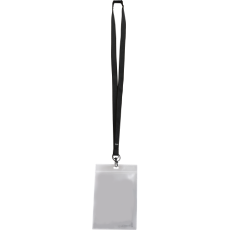 7119-PACK 10 FUNDAS PVC 122X180MM  2 COMPARTIMENTOS PORTADOCUMENTOS + CINTA COLGANTE LANYARD NEGRA TARIFOLD 335105