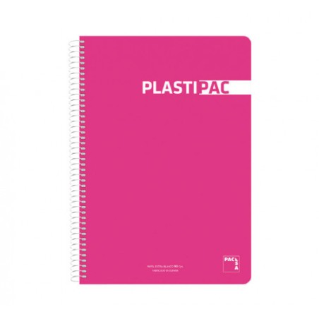 7129-CUADERNO PLASTIPAC 90 GRS. TAPA POLIPROPILENO 4o 80 HOJAS LISO CON MARGEN SURTIDO PACSA 16573
