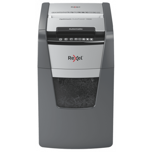7180-Rexel Optimum AutoFeed+ 150X A triturador de papel Corte cruzado 55 dB 22 cm Negro, Gris