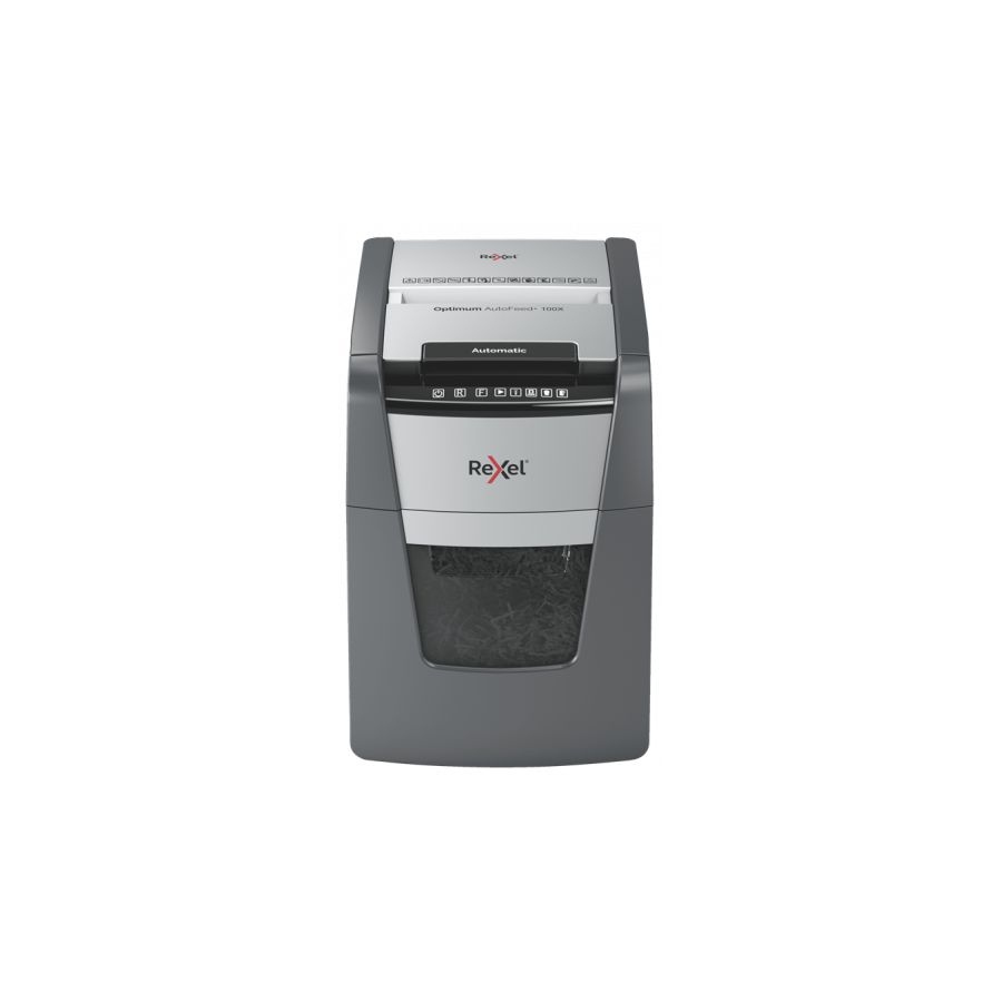 7182-Rexel Optimum AutoFeed+ 100X triturador de papel Corte cruzado 55 dB 22 cm Negro, Gris