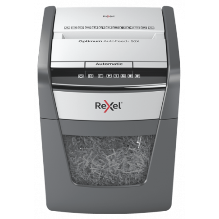 7184-Rexel Optimum AutoFeed+ 50X triturador de papel Corte cruzado 55 dB 22 cm Negro, Gris