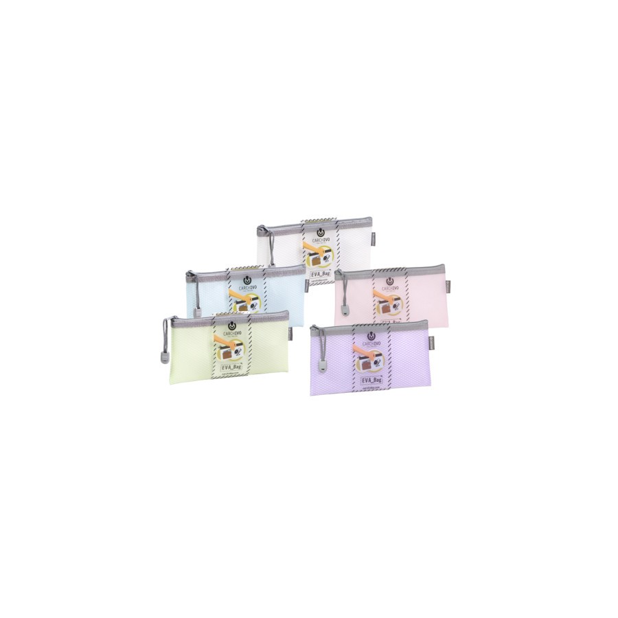 7248-PACK 12 BOLSAS CREMALLERA EVA-BAG TAMANO CHECK COLORES SURTIDOS CARCHIVO 45013099