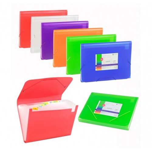 7268-ACORDEON POLIPROPILENO TRASLUCIDO FOLIO 13 DEPARTAMENTOS GOMA ROJO CARCHIVO 1913KF53