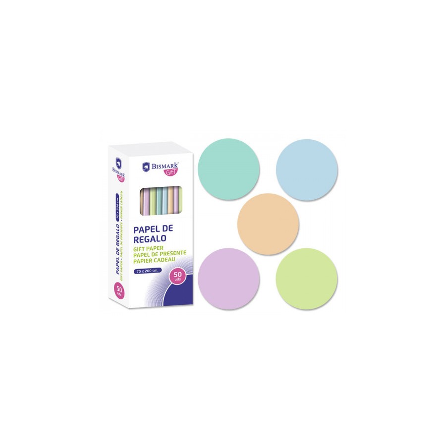 7272-ROLLO PAPEL DE REGALO PASTEL 70X200 CM BISMARK 328712