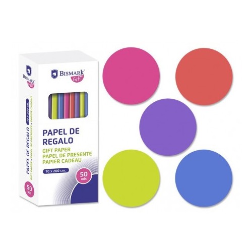 7273-ROLLO PAPEL DE REGALO NEON 70X200 CM BISMARK 328713