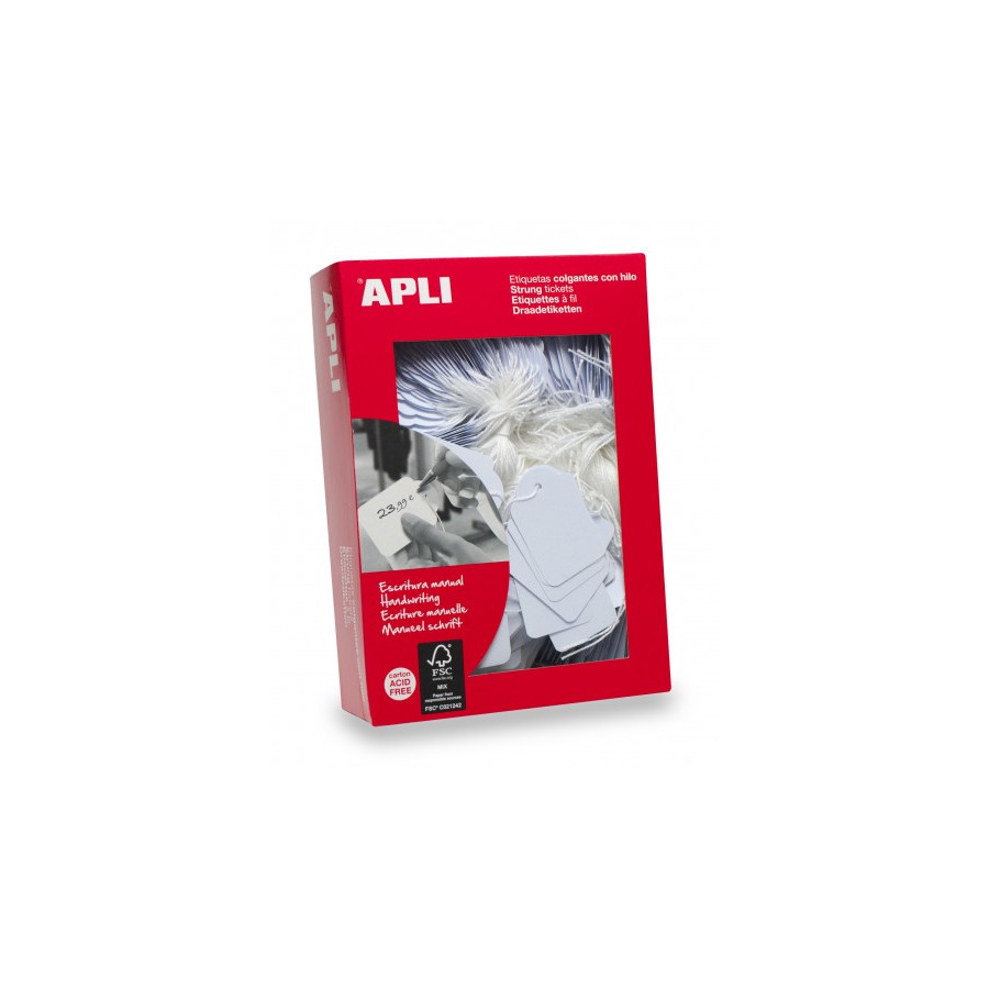 7300-CAJA 500 ETIQUETAS COLGANTES BLANCAS 36 X 53 MM APLI 392