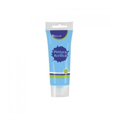 7346-BOTE PINTURA ACRILICA 75 ML AZUL CON GLITTER BISMARK 328674