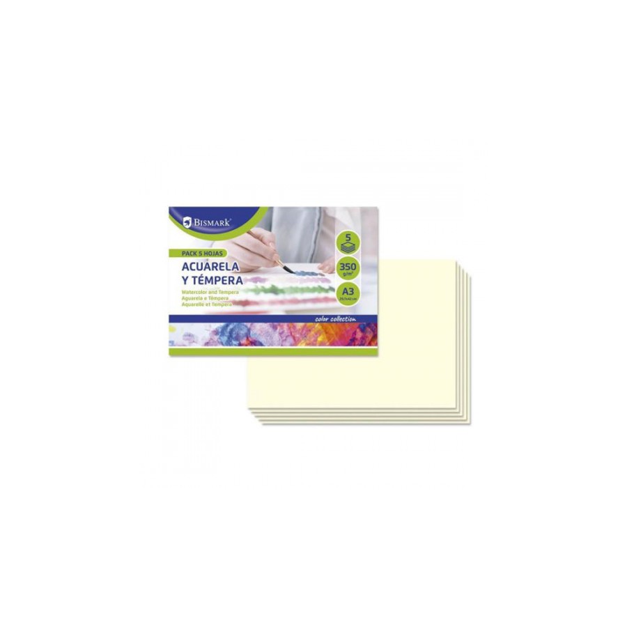 7363-PACK 5 CARTULINAS DIBUJO ACUARELAS Y TEMPERAS A3 BISMARK 328823