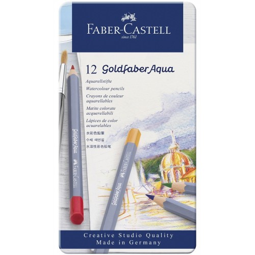 7537-ESTUCHE DE METAL CON 12 LAPICES DE COLORES ACUARELABLES GOLDFABER. FABER CASTELL 114612