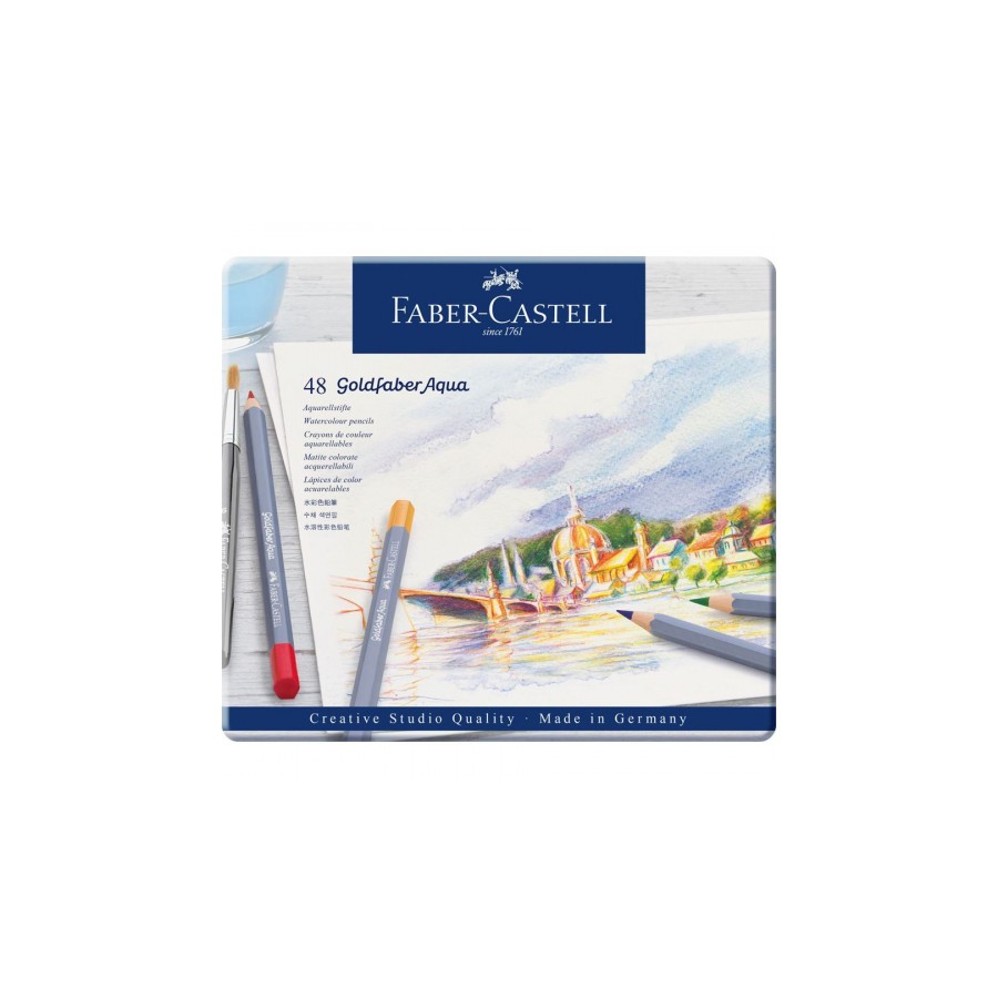7542-ESTUCHE DE METAL CON 48 LAPICES DE COLORES ACUARELABLES GOLDFABER. FABER CASTELL 114648