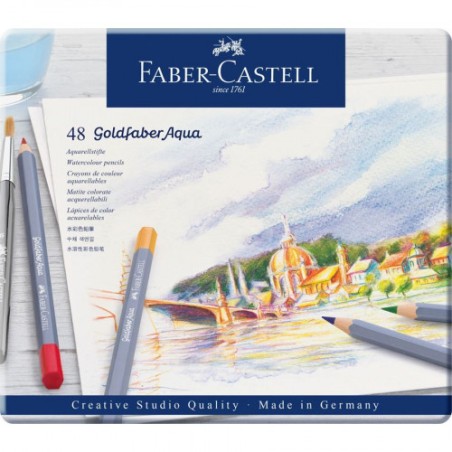 7542-ESTUCHE DE METAL CON 48 LAPICES DE COLORES ACUARELABLES GOLDFABER. FABER CASTELL 114648