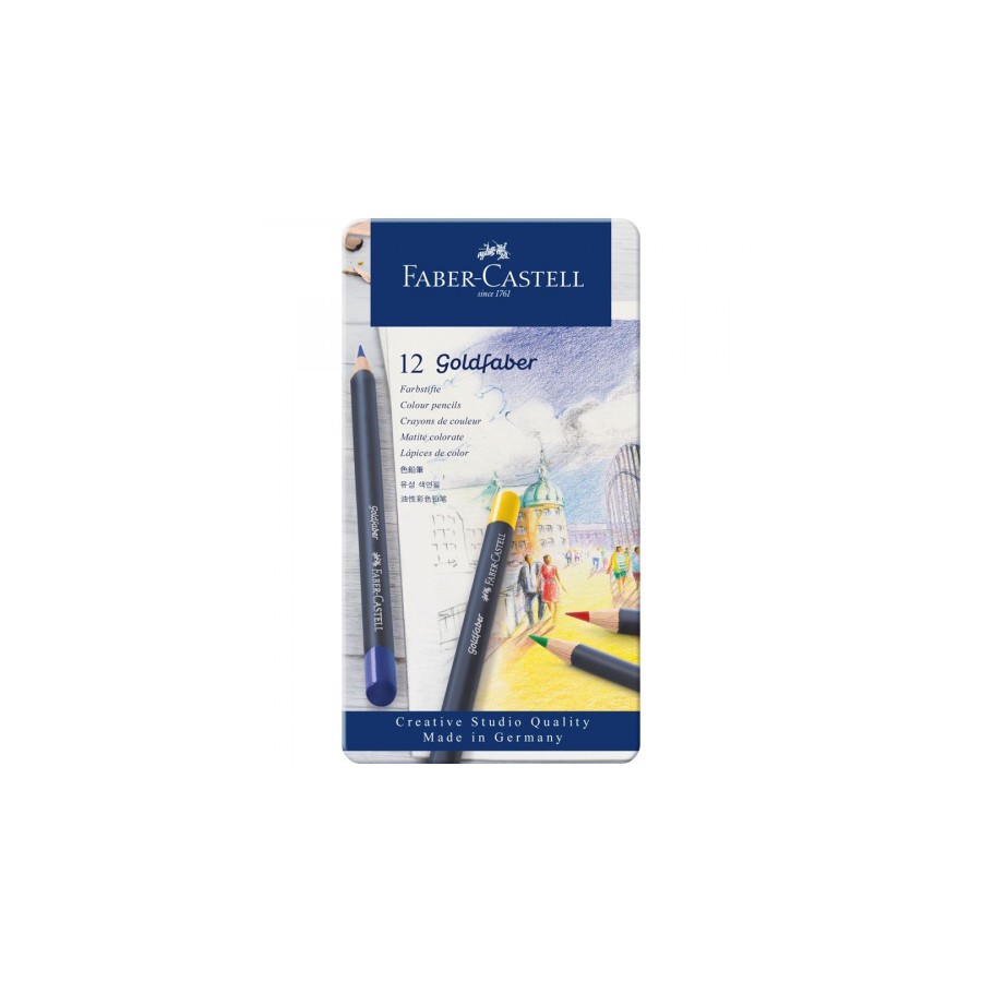 7544-ESTUCHE DE METAL CON 12 LAPICES DE COLORES GOLDFABER. FABER CASTELL 114712