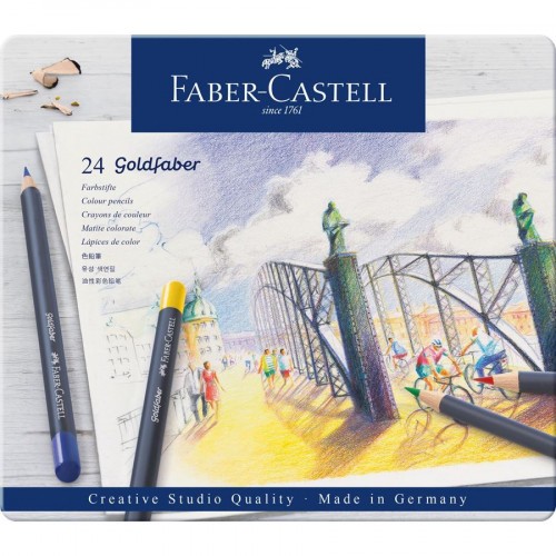 7546-ESTUCHE DE METAL CON 24 LAPICES DE COLORES GOLDFABER. FABER CASTELL 114724