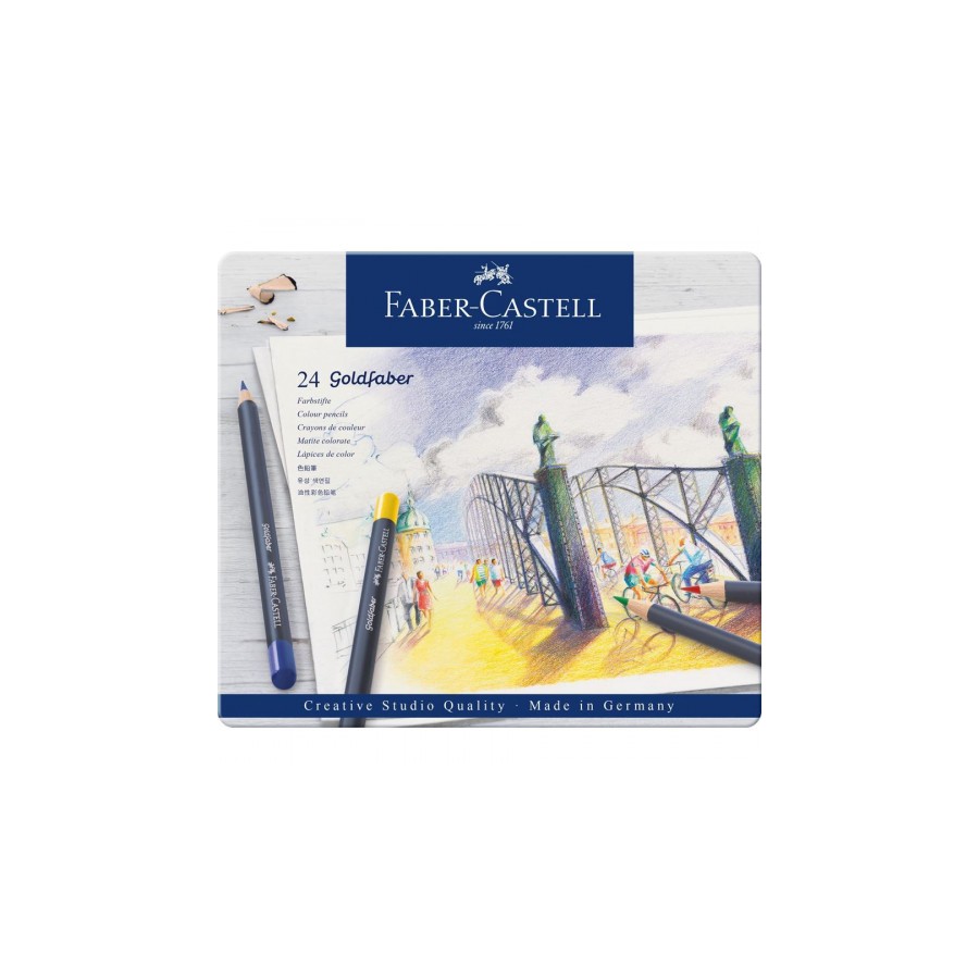 7546-ESTUCHE DE METAL CON 24 LAPICES DE COLORES GOLDFABER. FABER CASTELL 114724