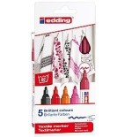 7554-PACK 5 MARCADORES TEXTILES. COLORES CALIDOS. EDDING 4500-5-S-999