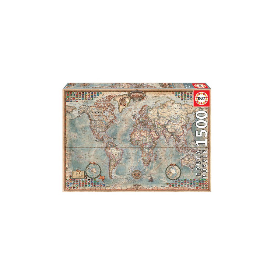 7607-Educa Political Map of The World Puzzle rompecabezas 1500 pieza(s)