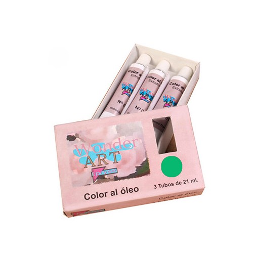 7646-CAJA 3 TUBOS 21ML. OLEO No.47 VERDE PERMANENTE WONDER ART BY PRYSE 6250047