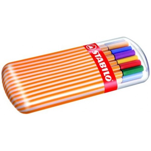 768-CAJA PLASTICO OVALADA 20 UNIDADES PUNTA FINA 0,4MM. POINT 88 ZEBRUI STABILO 8820-02