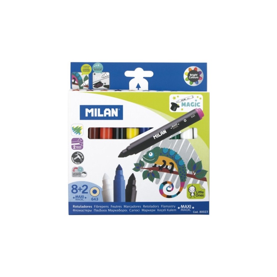 7718-CAJA 8 ROTULADORES MAXI MAGIC + 2 ROTULADORES MAGICOS MILAN 80023