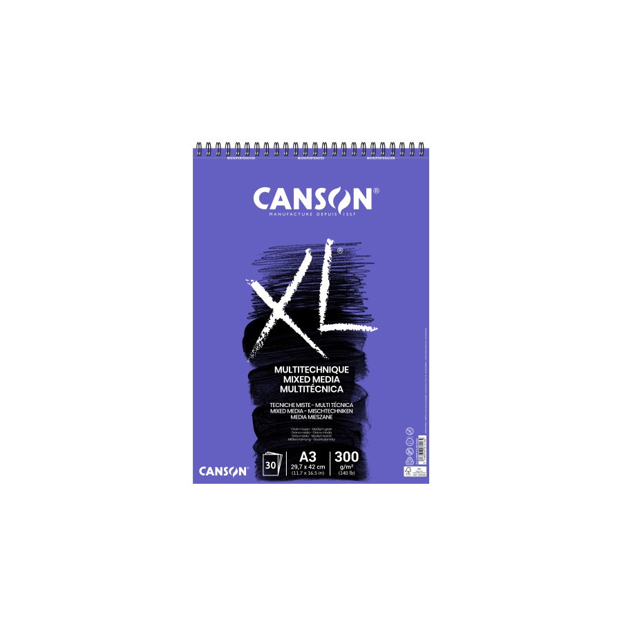 7741-Canson XL Mix Media Bloc de hojas de papel para bellas artes 30 hojas